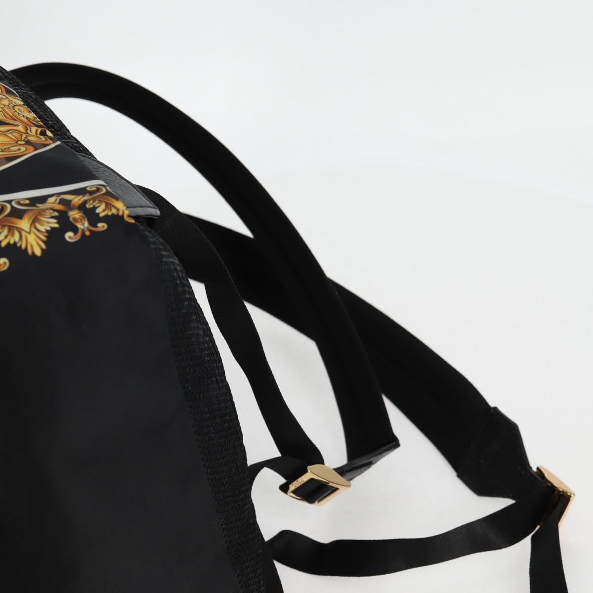 FENDI Zucca Canvas FENDACE Versace Collaboration Backpack Black Auth BA2349SAM
