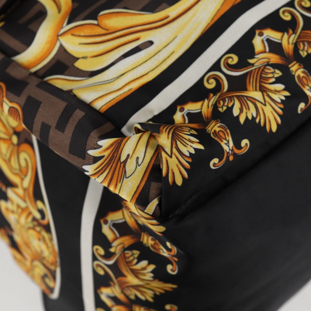 FENDI Zucca Canvas FENDACE Versace Collaboration Backpack Black Auth BA2349SAM