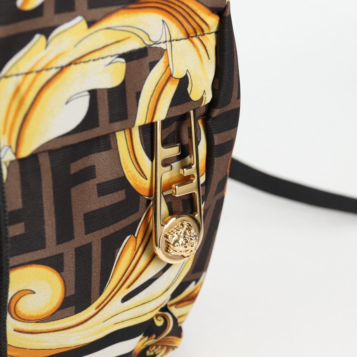 FENDI Zucca Canvas FENDACE Versace Collaboration Backpack Black Auth BA2349A