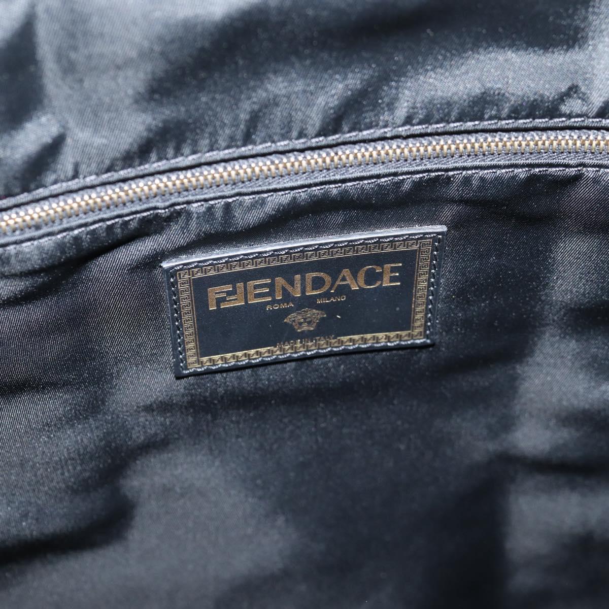 FENDI Zucca Canvas FENDACE Versace Collaboration Backpack Black Auth BA2349SAM