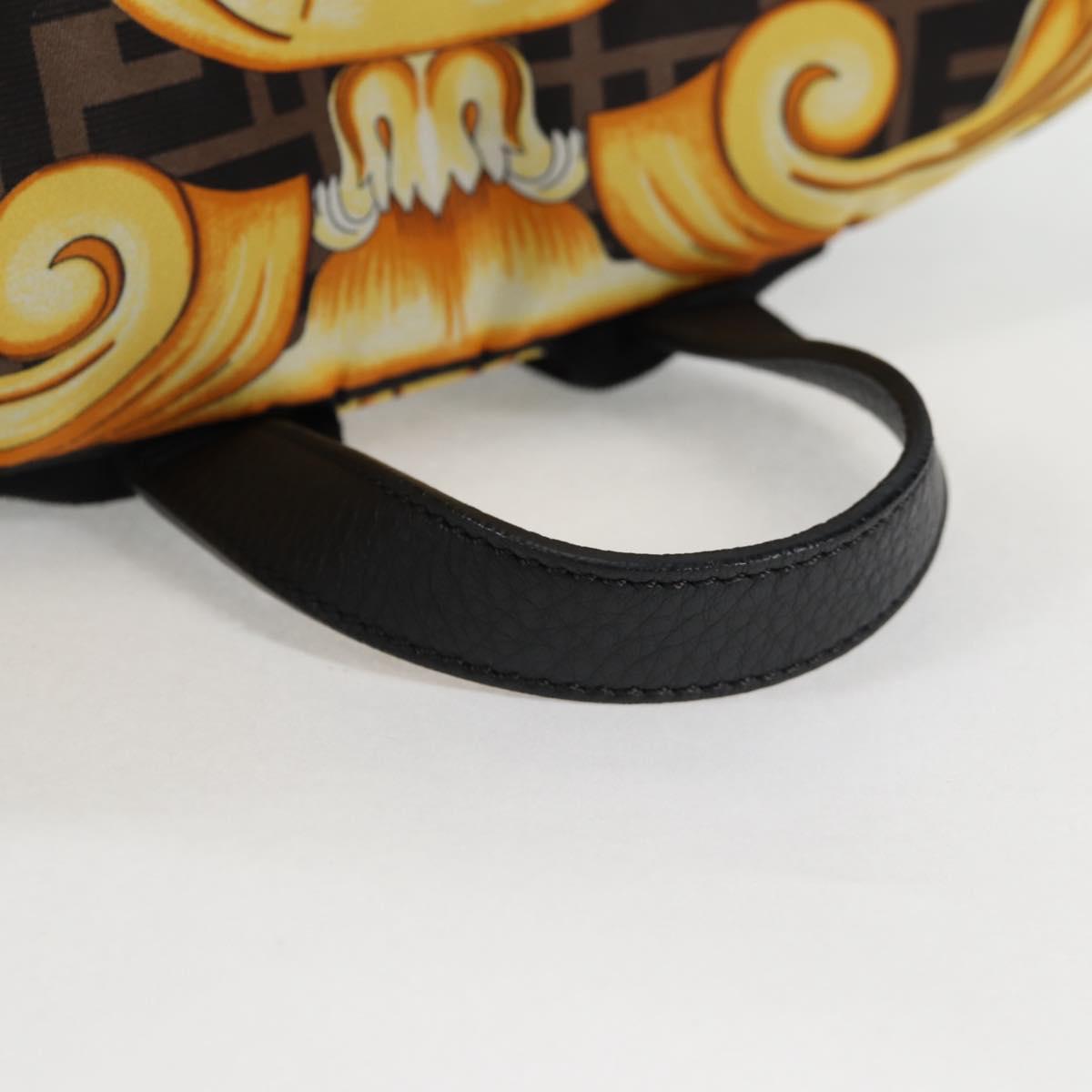 FENDI Zucca Canvas FENDACE Versace Collaboration Backpack Black Auth BA2349SAM