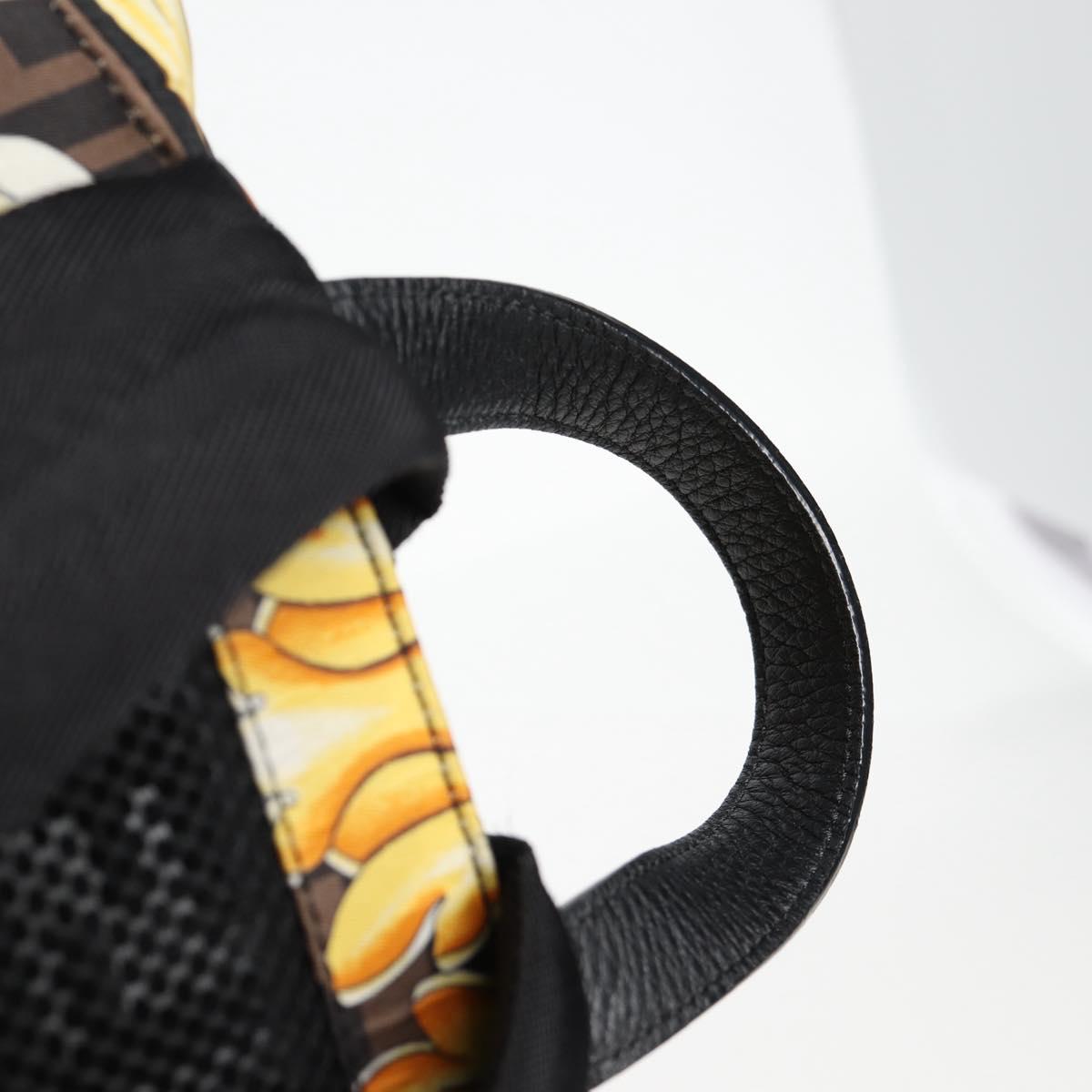 FENDI Zucca Canvas FENDACE Versace Collaboration Backpack Black Auth BA2349SAM