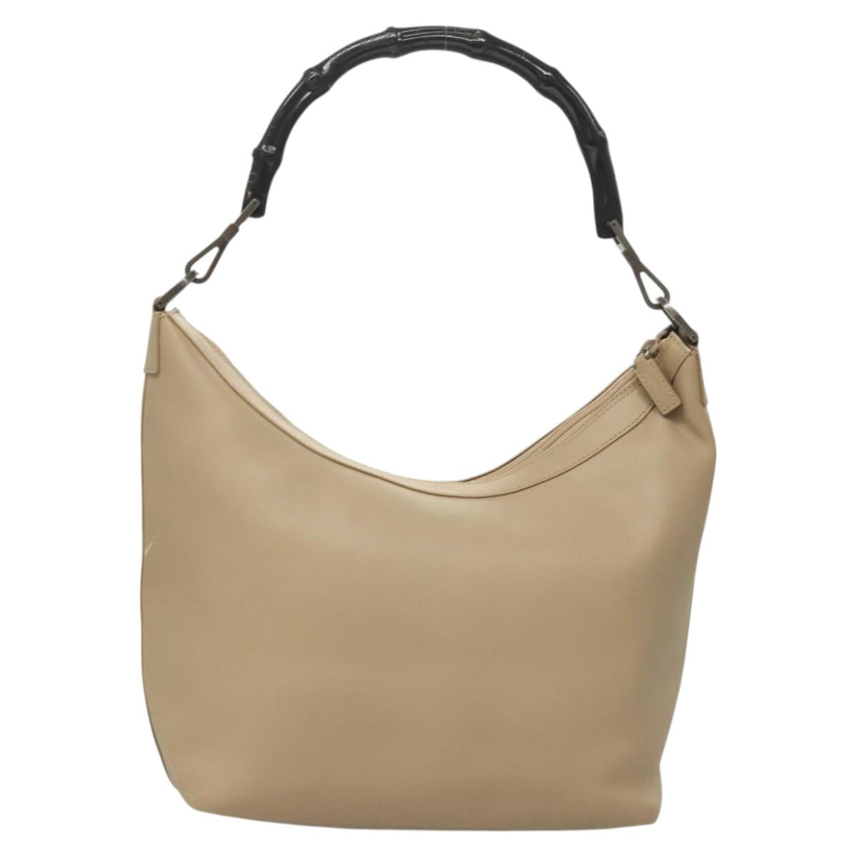 GUCCI Bamboo Shoulder Bag Leather Beige 000 0531 Auth BA2389