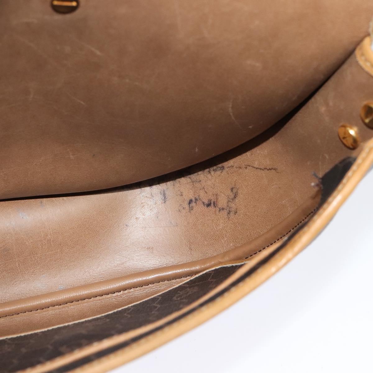 Christian Dior Honeycomb Canvas Shoulder Bag PVC Leather Black Auth BA2400