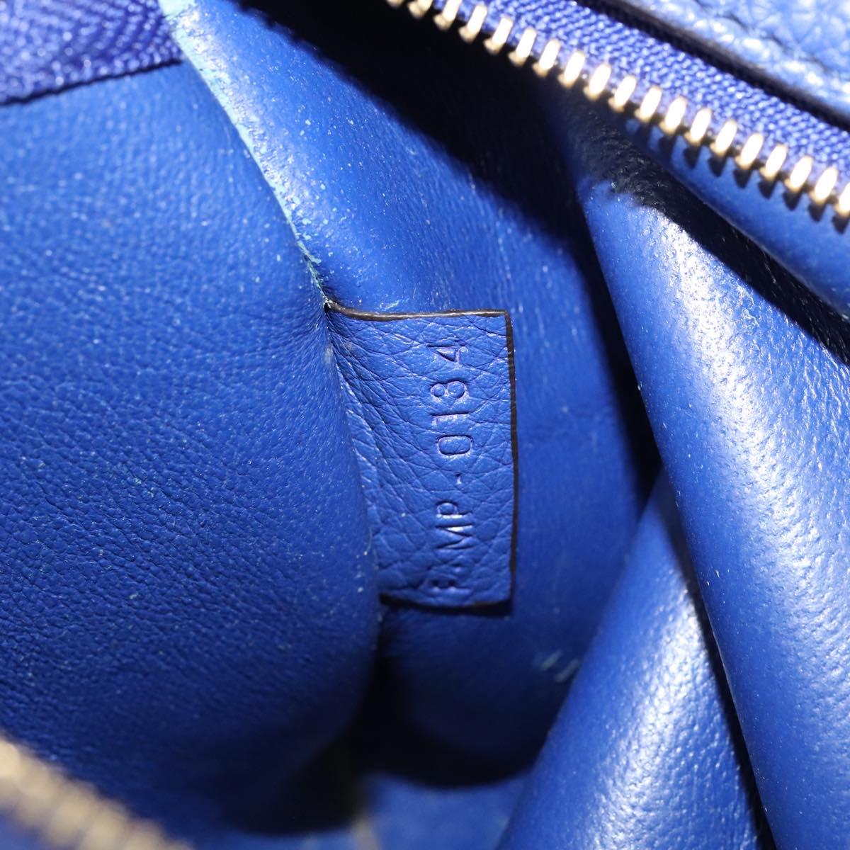 CELINE Trapeze Hand Bag Suede Leather 2way Blue Gold Auth BA2409