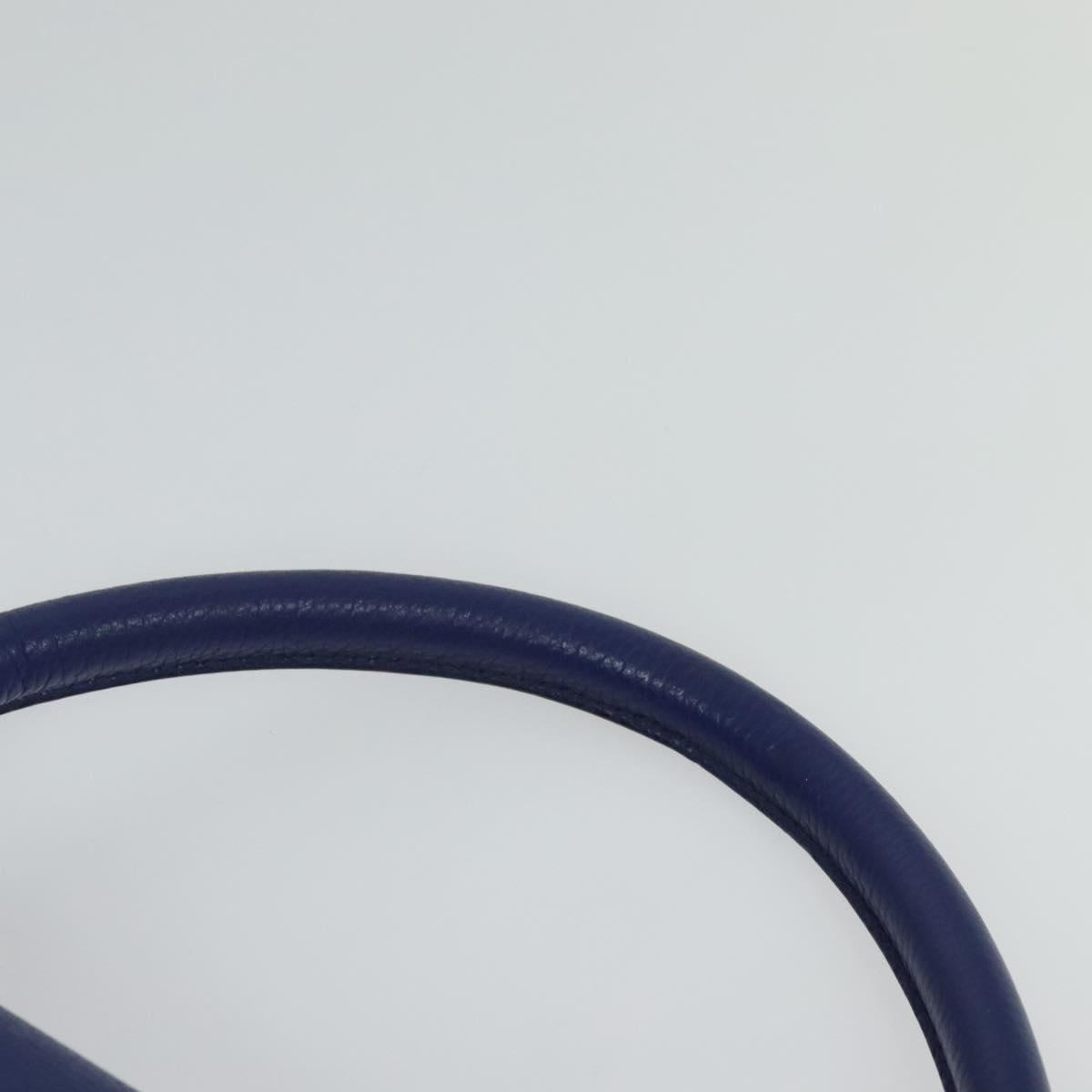 CELINE Trapeze Hand Bag Suede Leather 2way Blue Gold Auth BA2409