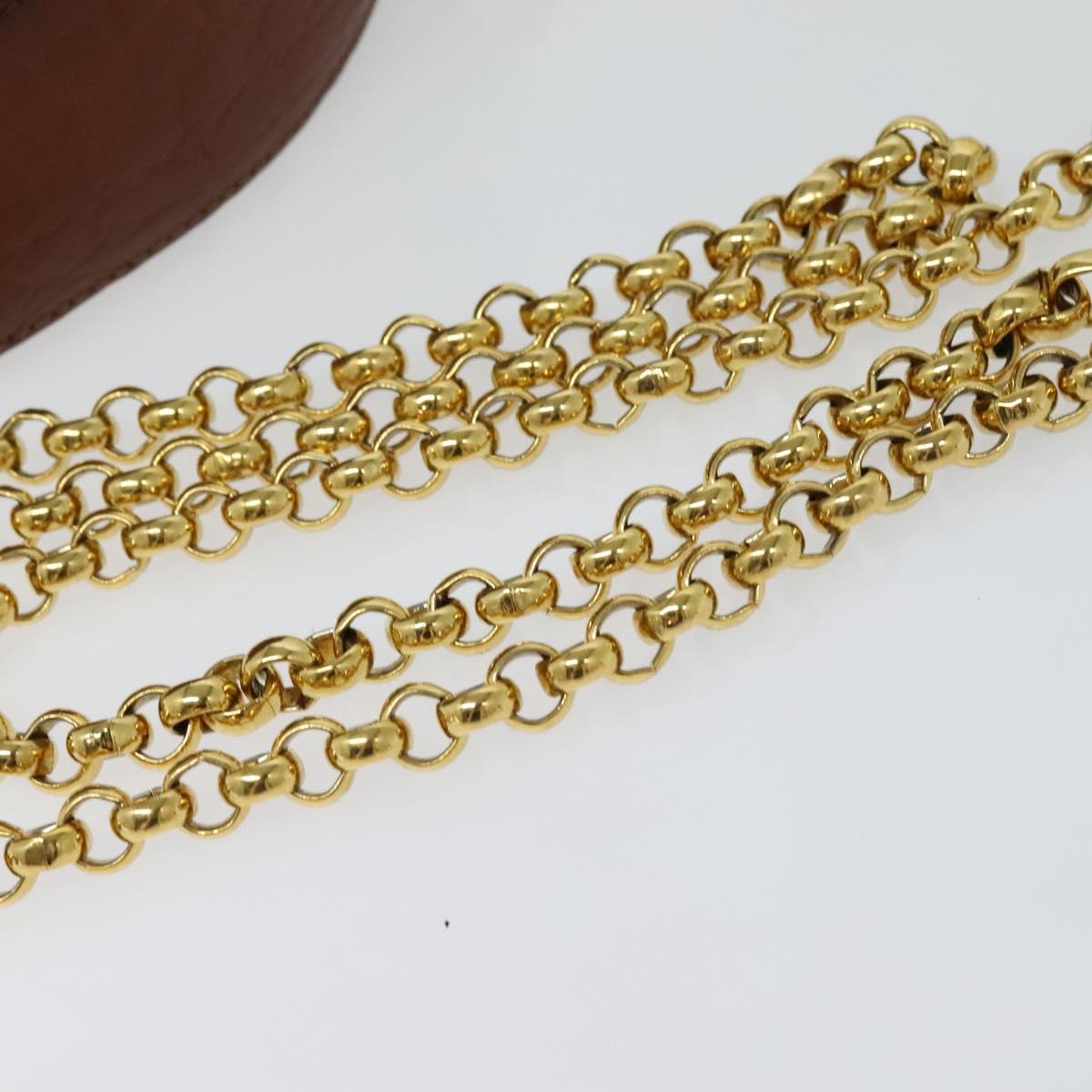 Burberrys Nova Check Chain Shoulder Bag PVC Leather Brown Beige Auth BA241