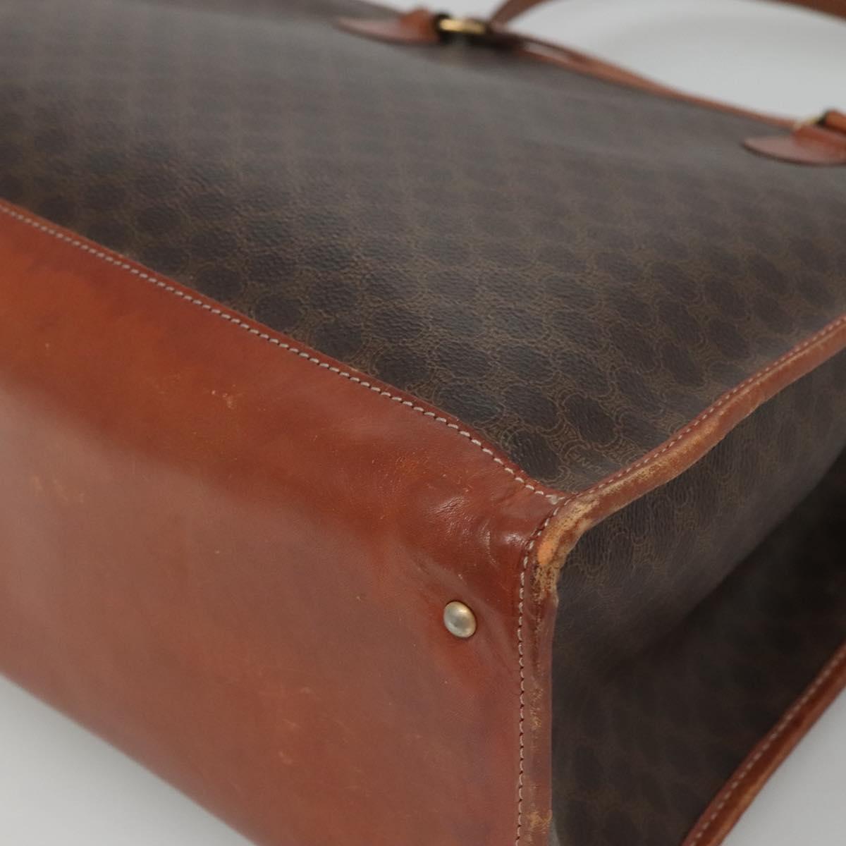 CELINE Macadam Canvas Shoulder Bag PVC Leather Brown Gold Auth BA2411