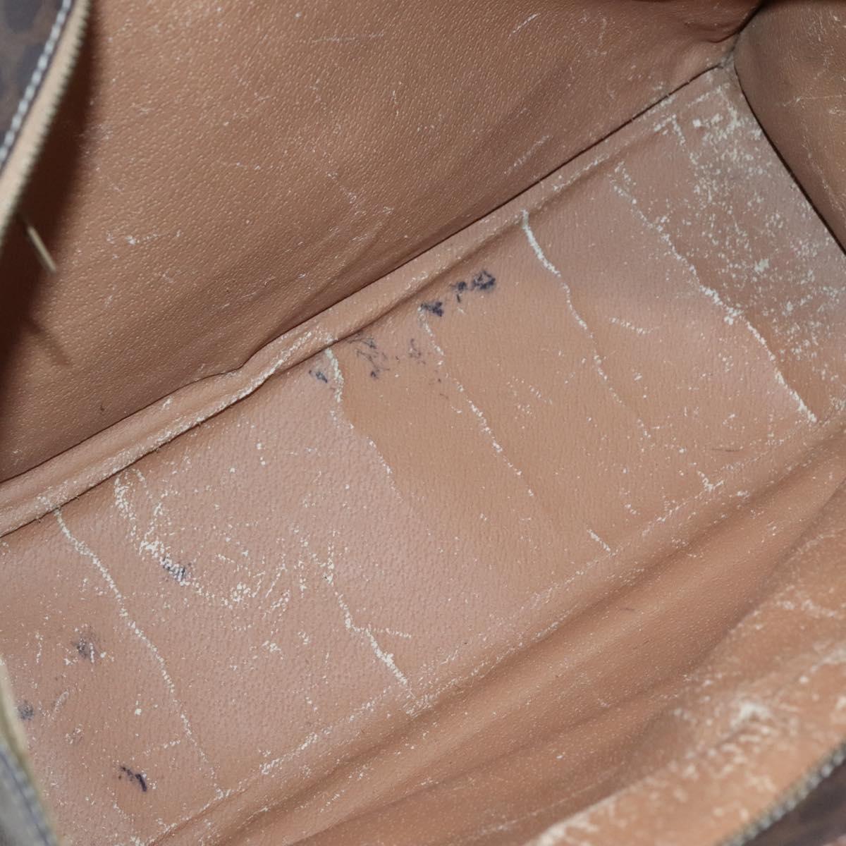 CELINE Macadam Canvas Shoulder Bag PVC Leather Brown Gold Auth BA2411