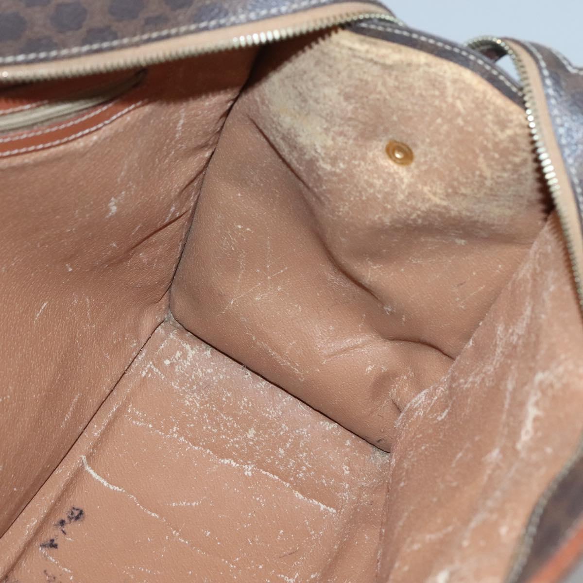 CELINE Macadam Canvas Shoulder Bag PVC Leather Brown Gold Auth BA2411