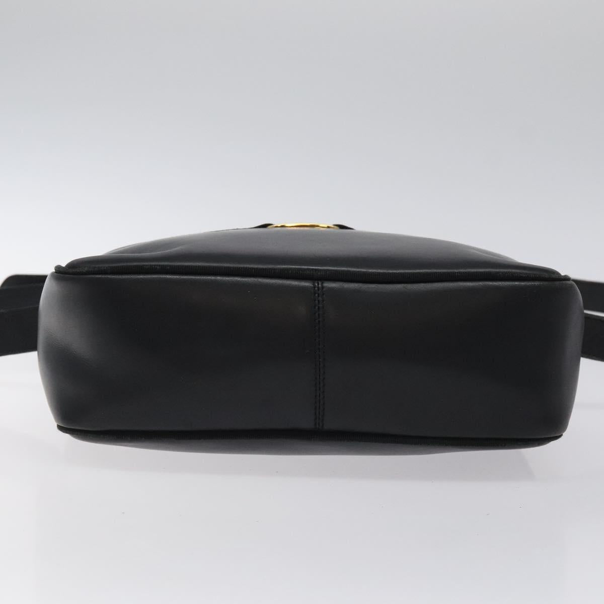 Salvatore Ferragamo Shoulder Bag Leather Black Gold Auth BA2412
