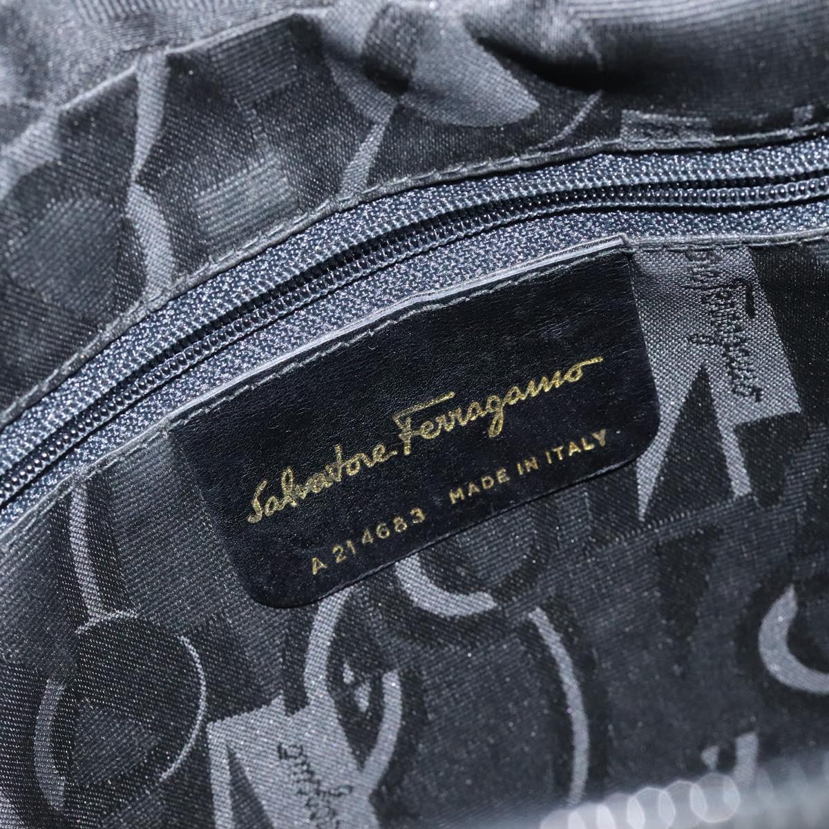 Salvatore Ferragamo Shoulder Bag Leather Black Gold Auth BA2412