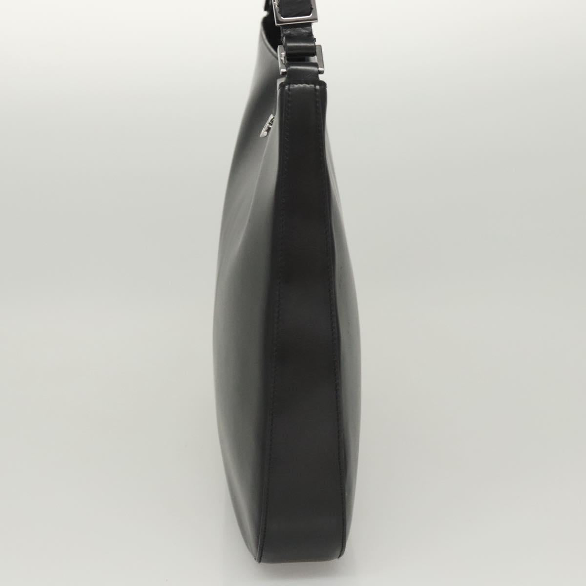 Salvatore Ferragamo Gancini Shoulder Bag Leather Black Silver Auth BA2413