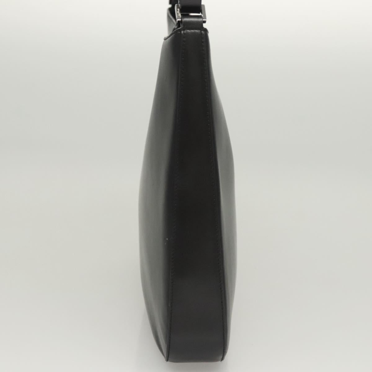 Salvatore Ferragamo Gancini Shoulder Bag Leather Black Silver Auth BA2413