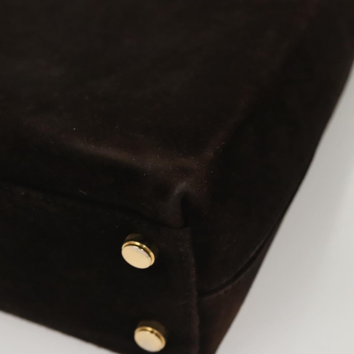 Salvatore Ferragamo Gancini Hand Bag Suede 2way Black Gold Auth BA2414