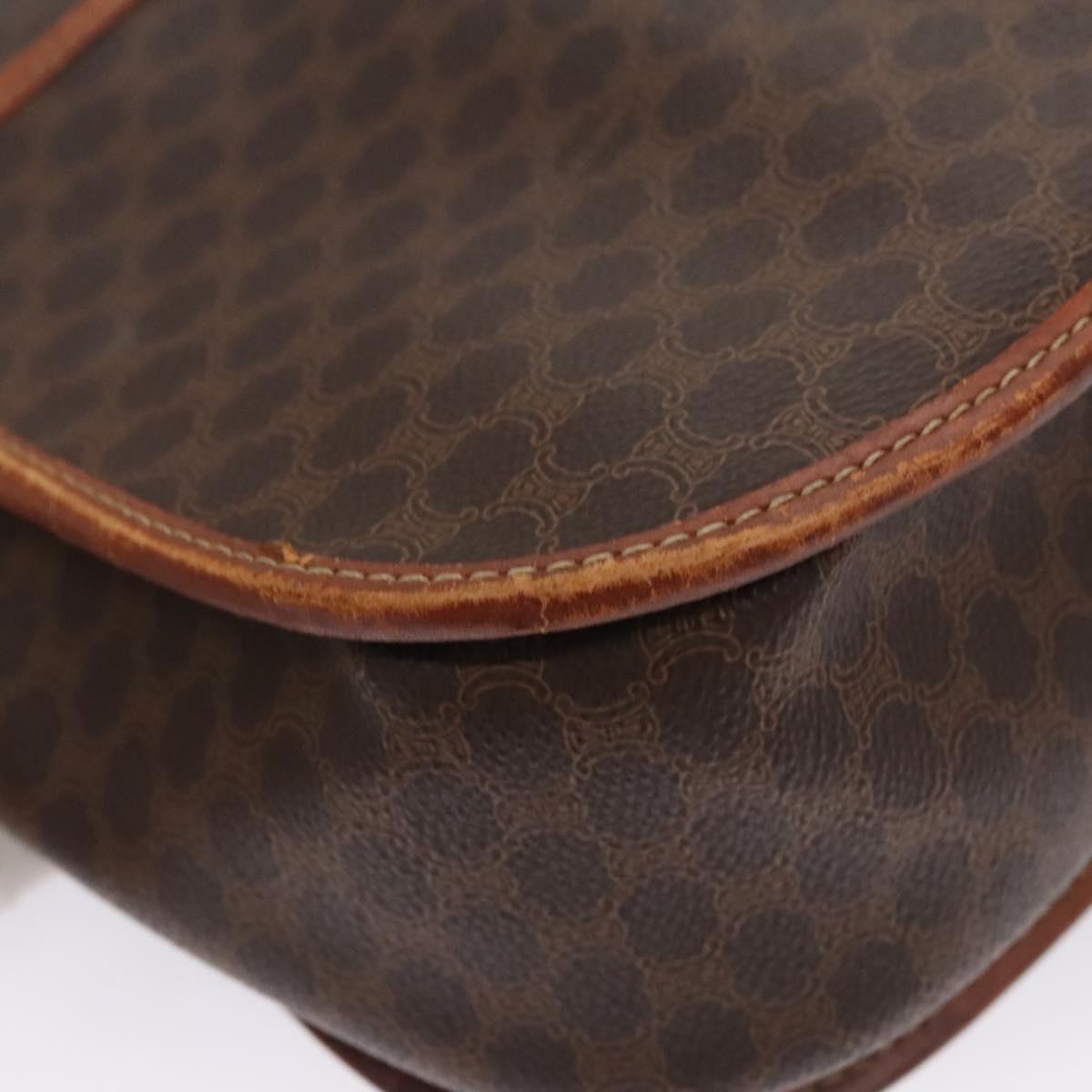 CELINE Macadam Canvas Shoulder Bag PVC Leather Brown Auth BA242