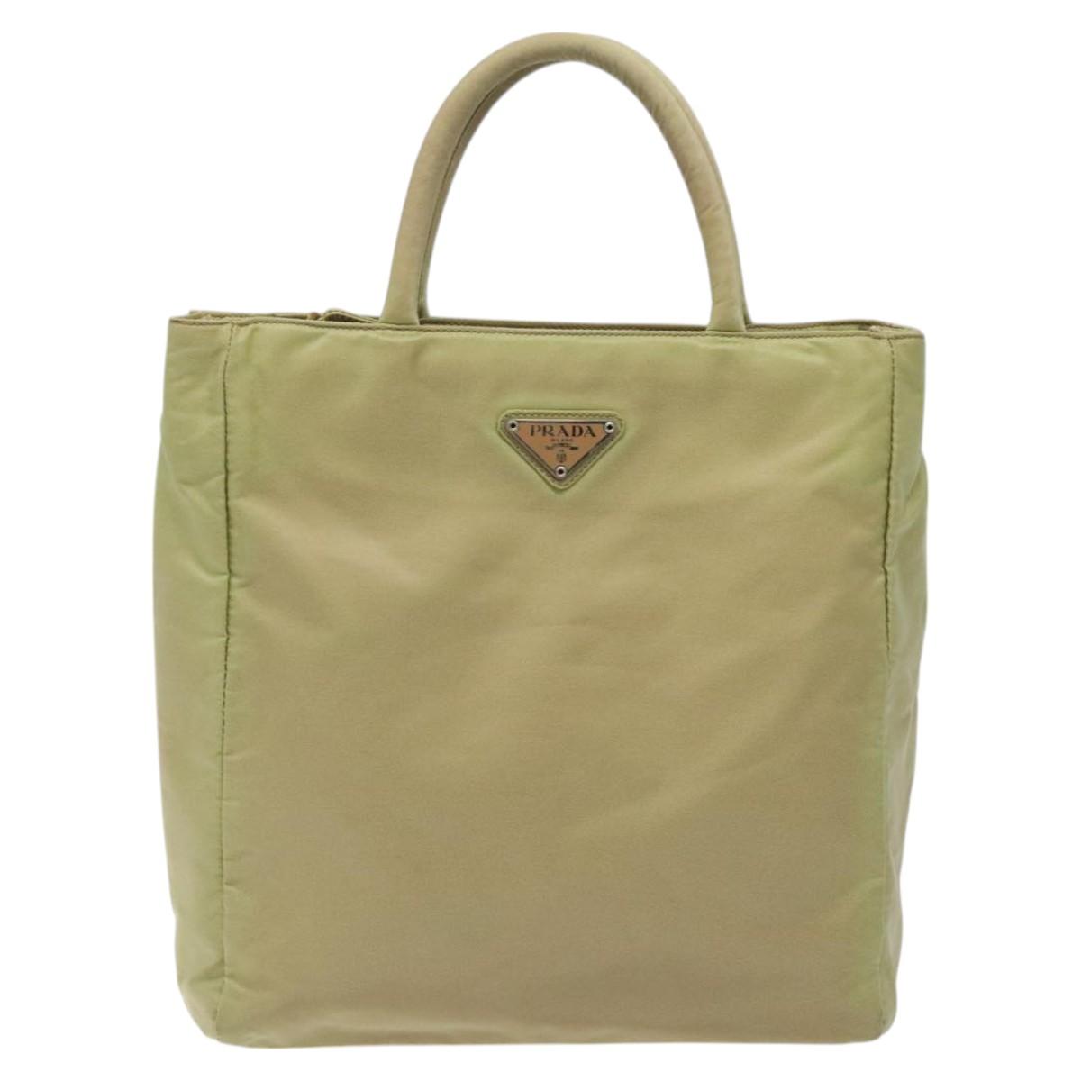 PRADA Hand Bag Nylon Beige Auth BA2425