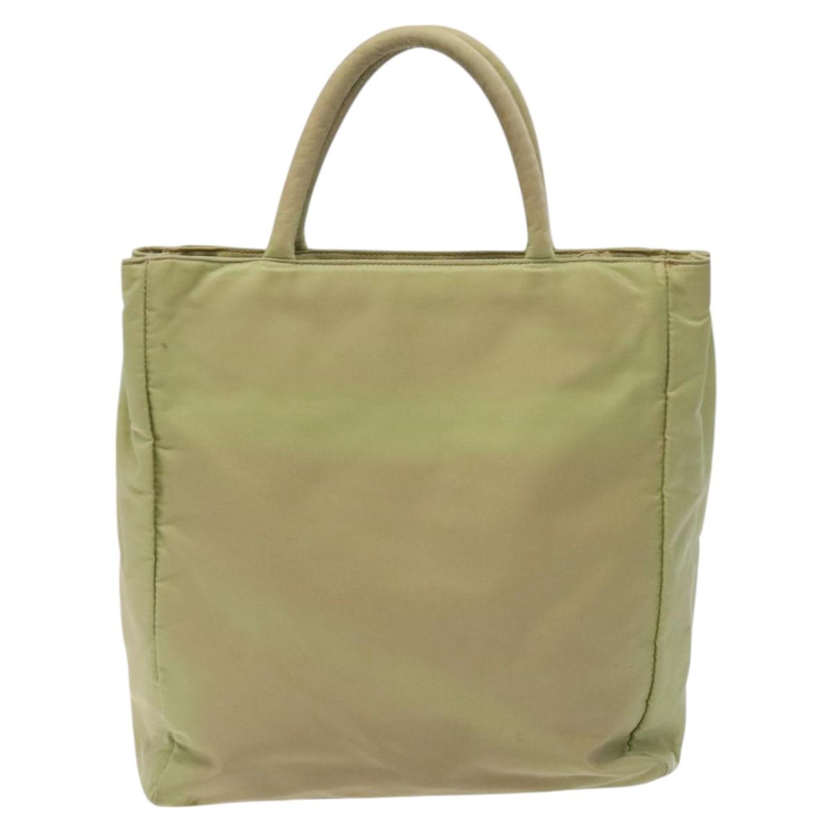 PRADA Hand Bag Nylon Beige Auth BA2425