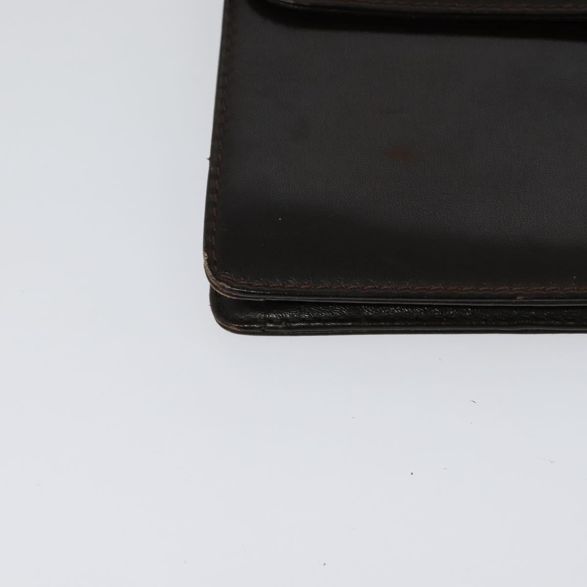 CELINE Chain Shoulder Bag Leather Brown Gold Auth BA2445