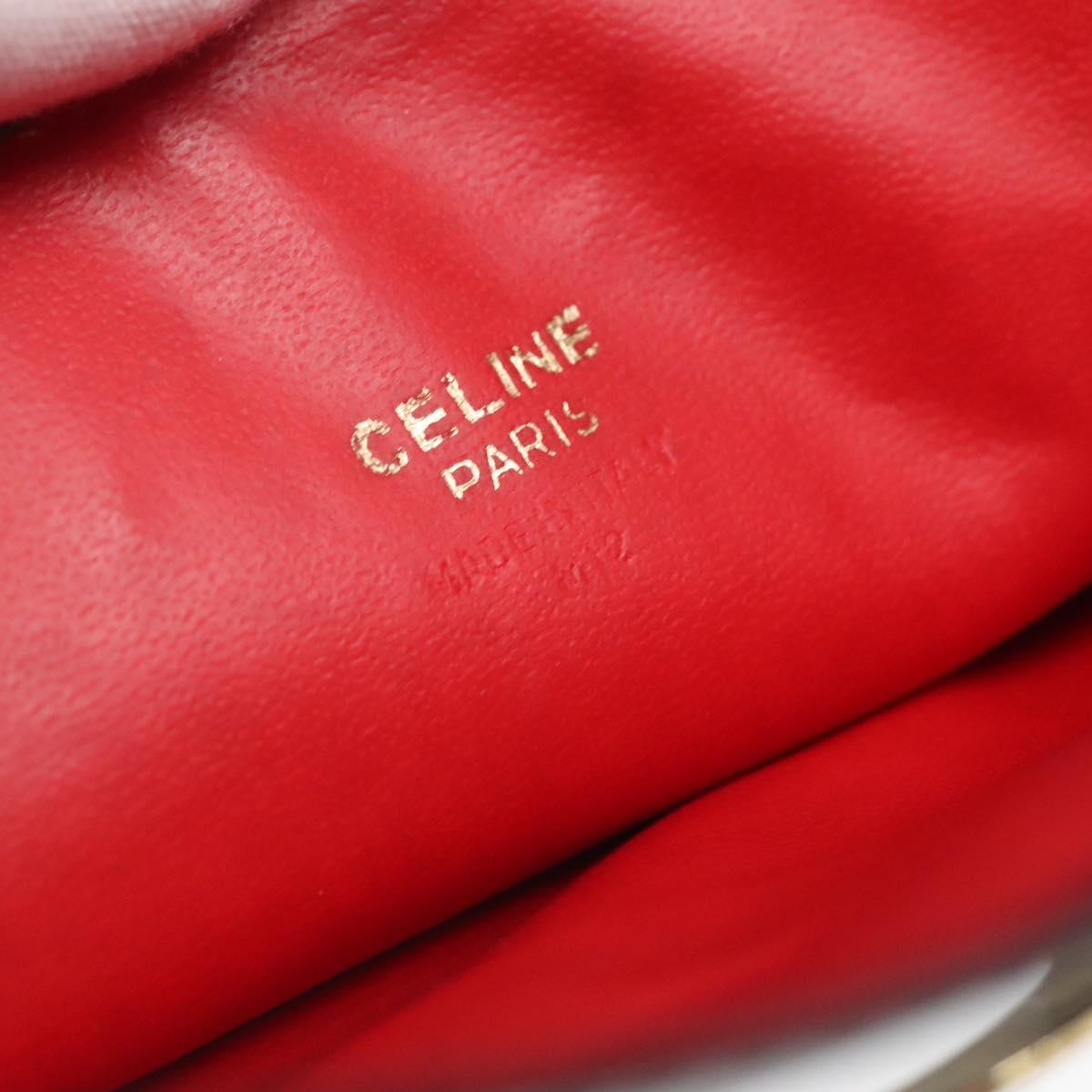 CELINE Pouch Leather Black Gold Auth BA2446