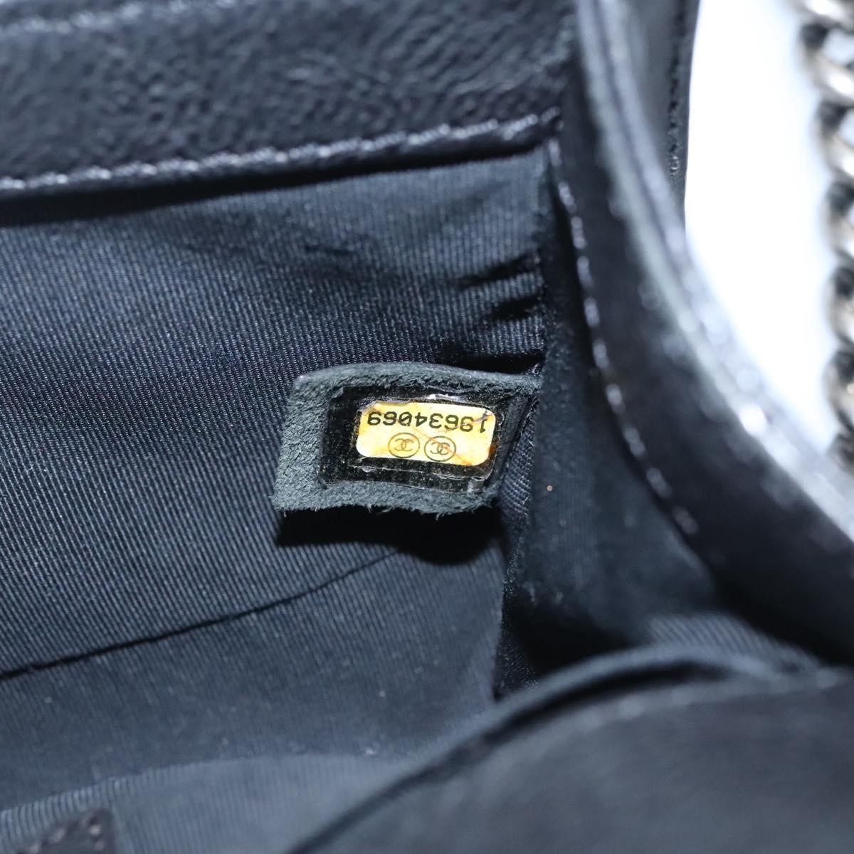 CHANEL Chain Matelasse Boy Chanel Shoulder Bag Lamb Skin Black CC Auth BA244S