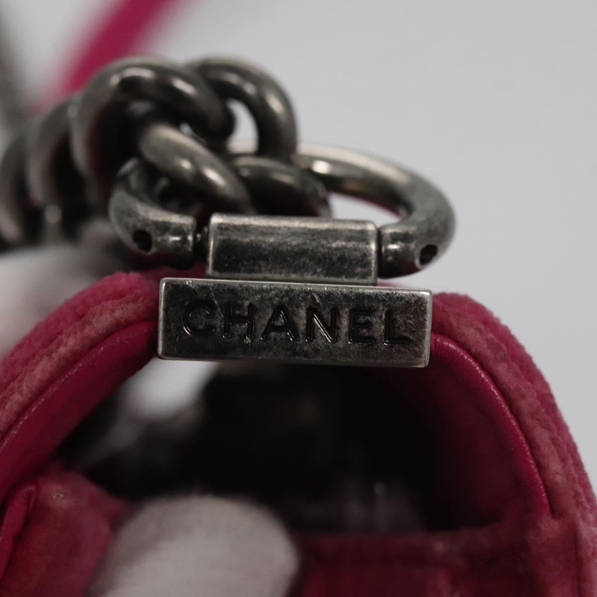 CHANEL Chain Boy Chanel Matelasse Shoulder Bag Velor Pink CC Auth BA245