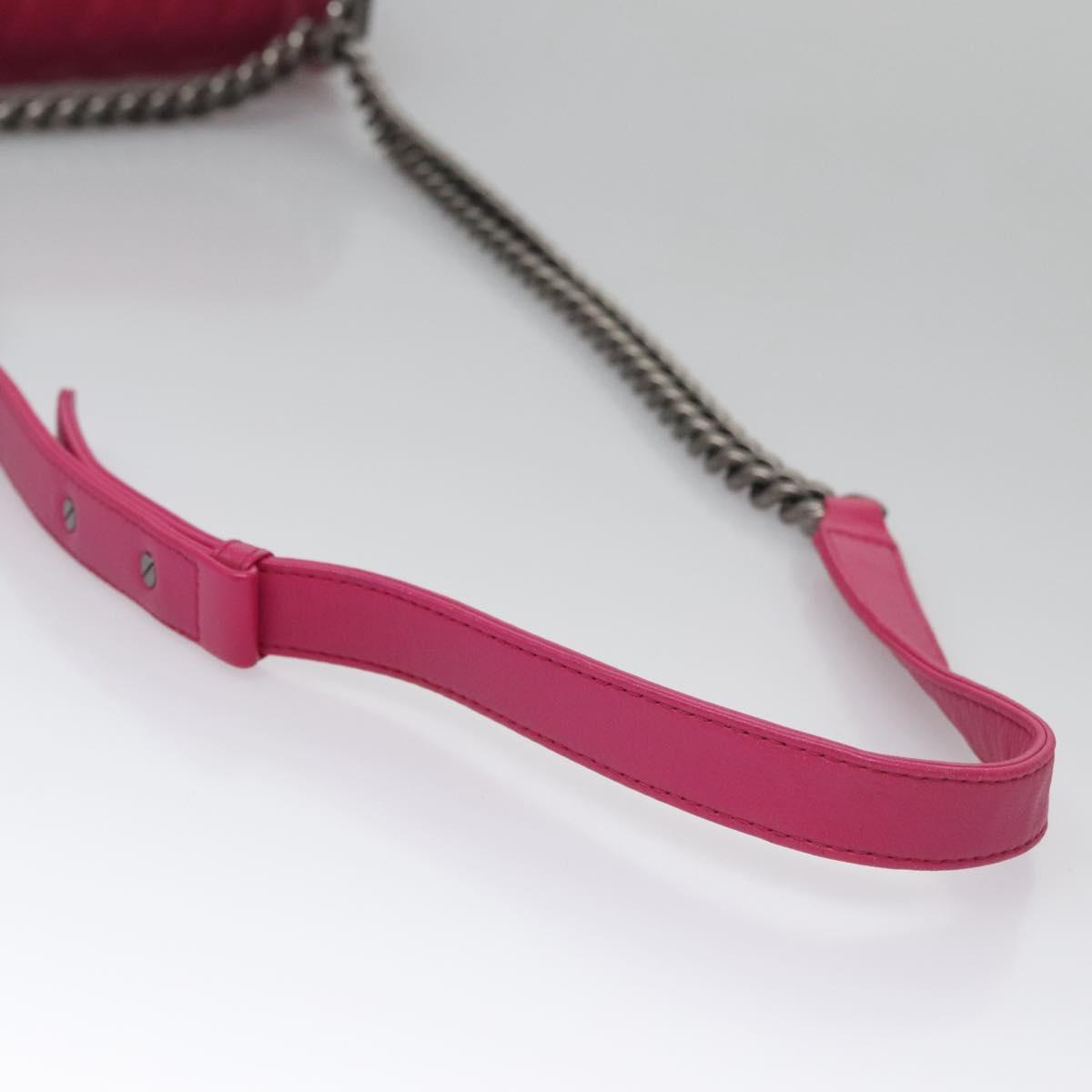 CHANEL Chain Boy Chanel Matelasse Shoulder Bag Velor Pink CC Auth BA245