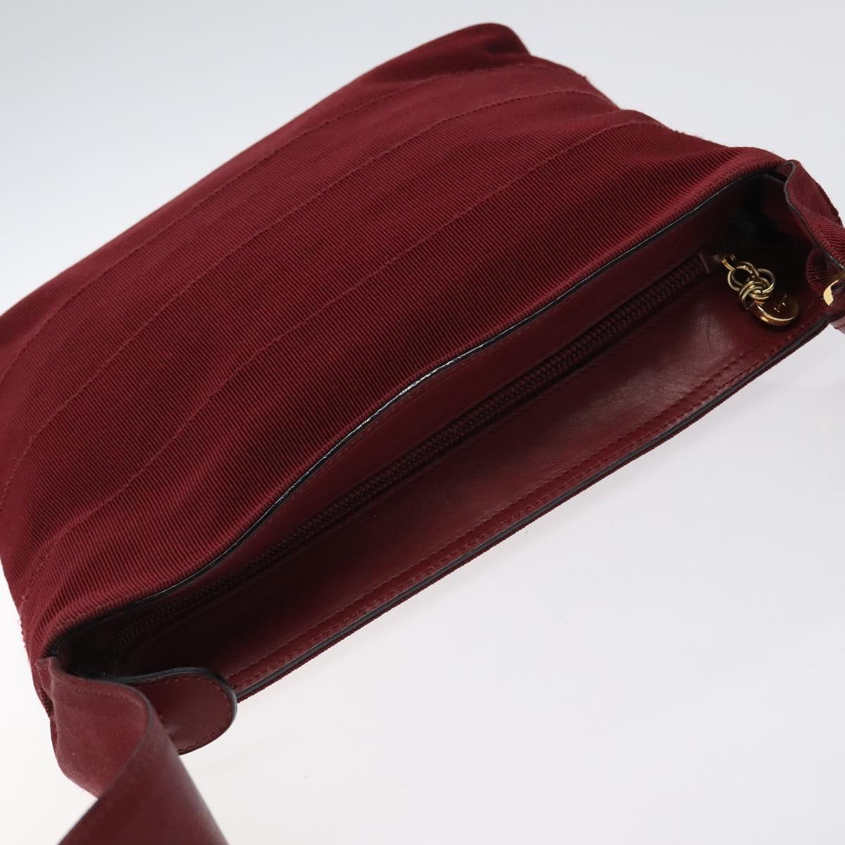 Salvatore Ferragamo Vala Shoulder Bag Canvas Red Gold Auth BA2450