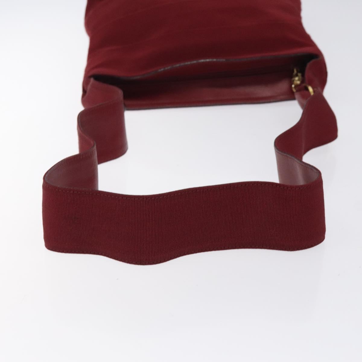Salvatore Ferragamo Vala Shoulder Bag Canvas Red Gold Auth BA2450