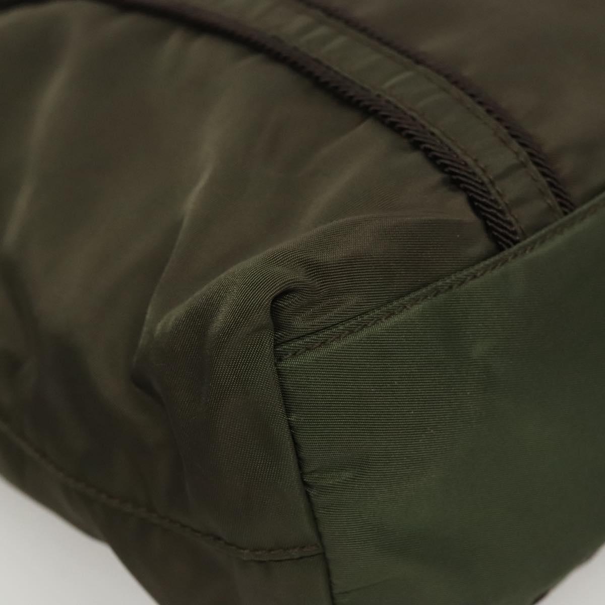 PRADA Shoulder Bag Nylon Khaki Silver Auth BA2451