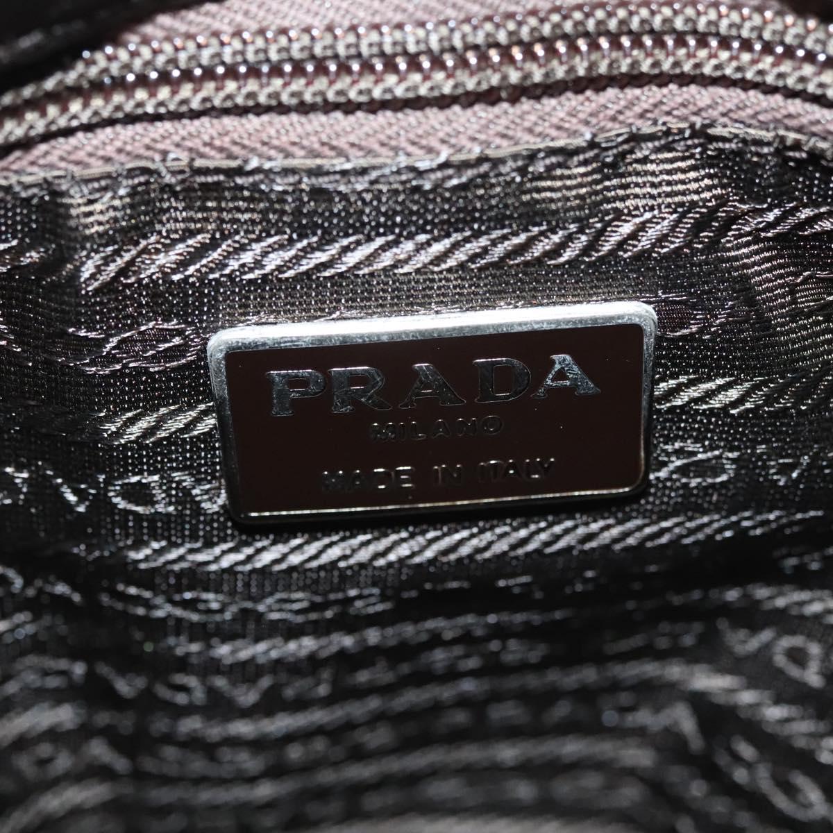 PRADA Shoulder Bag Nylon Khaki Silver Auth BA2451