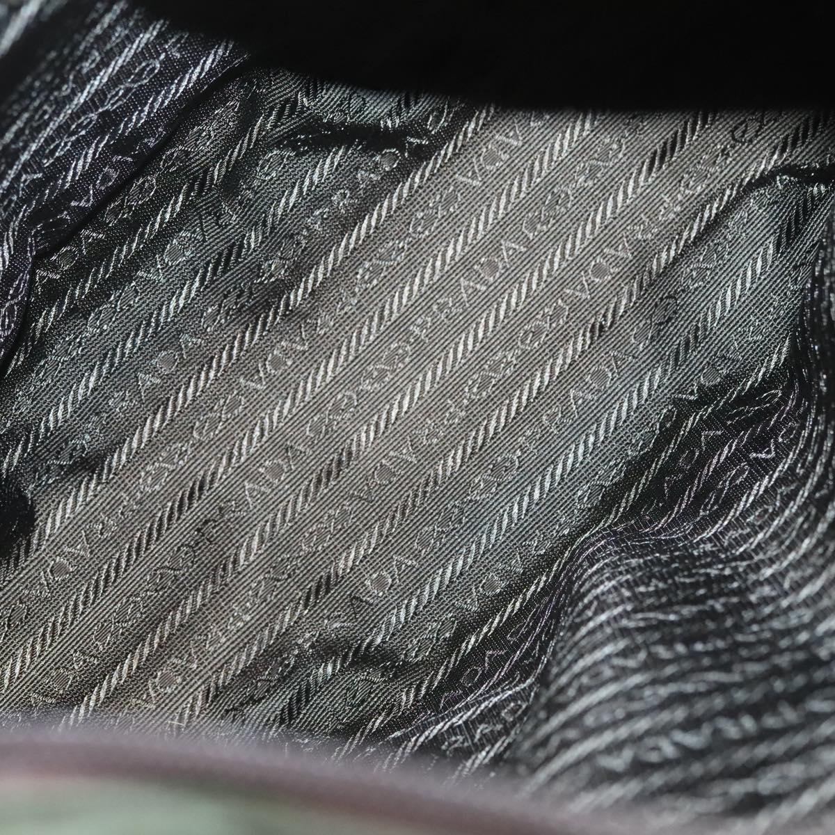 PRADA Shoulder Bag Nylon Khaki Silver Auth BA2451