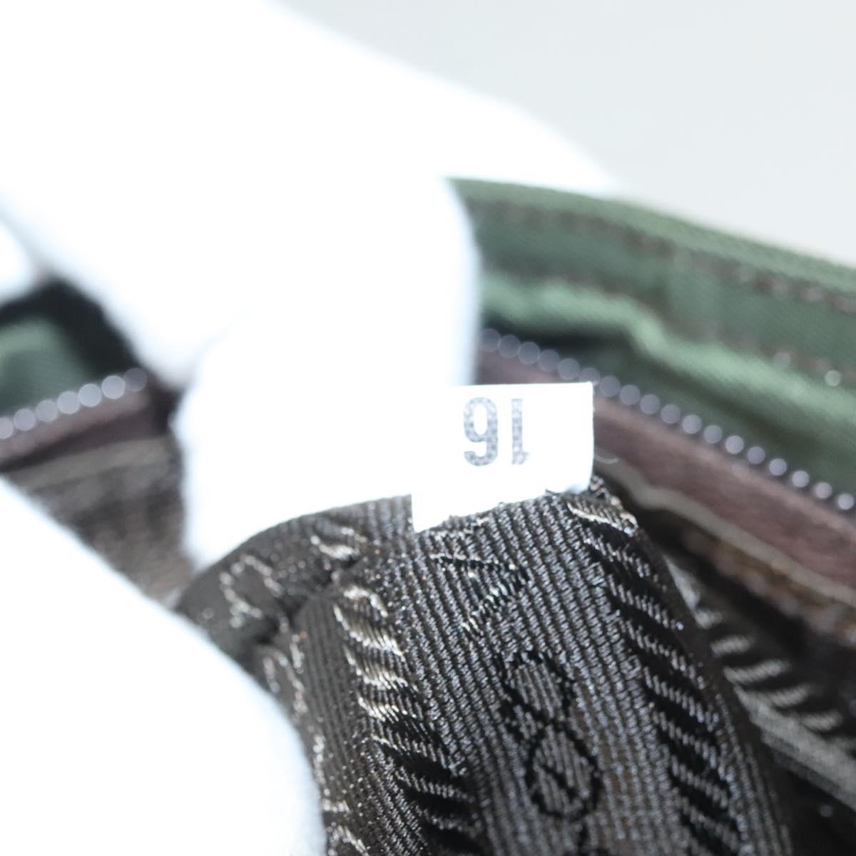 PRADA Shoulder Bag Nylon Khaki Silver Auth BA2451