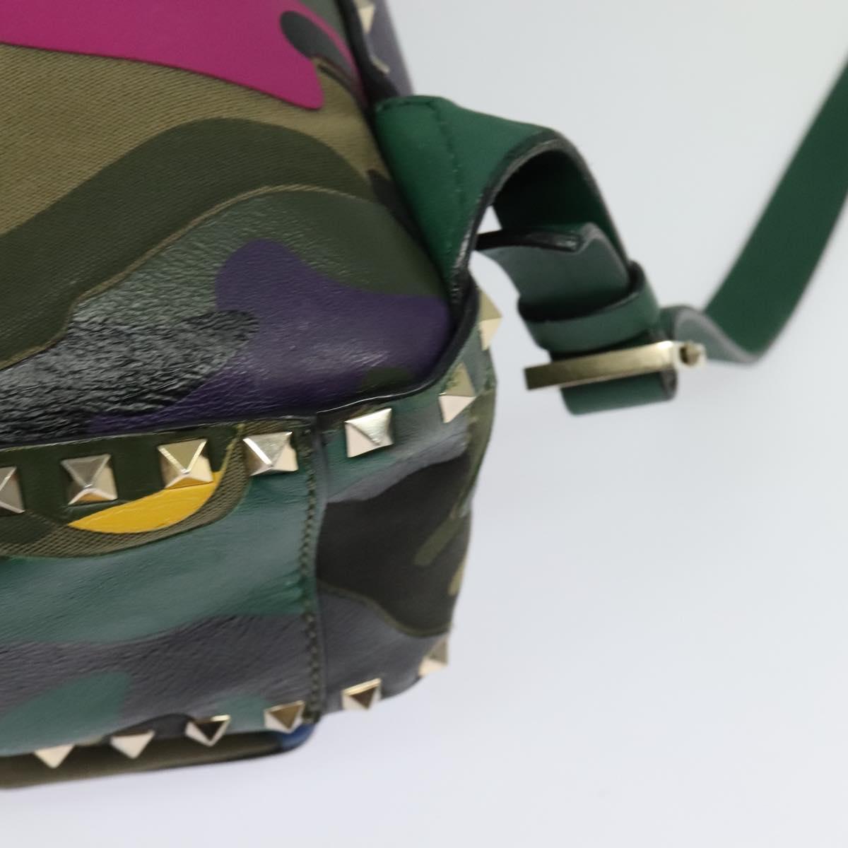 VALENTINO Studs Backpack Leather Camouflage Auth BA2454