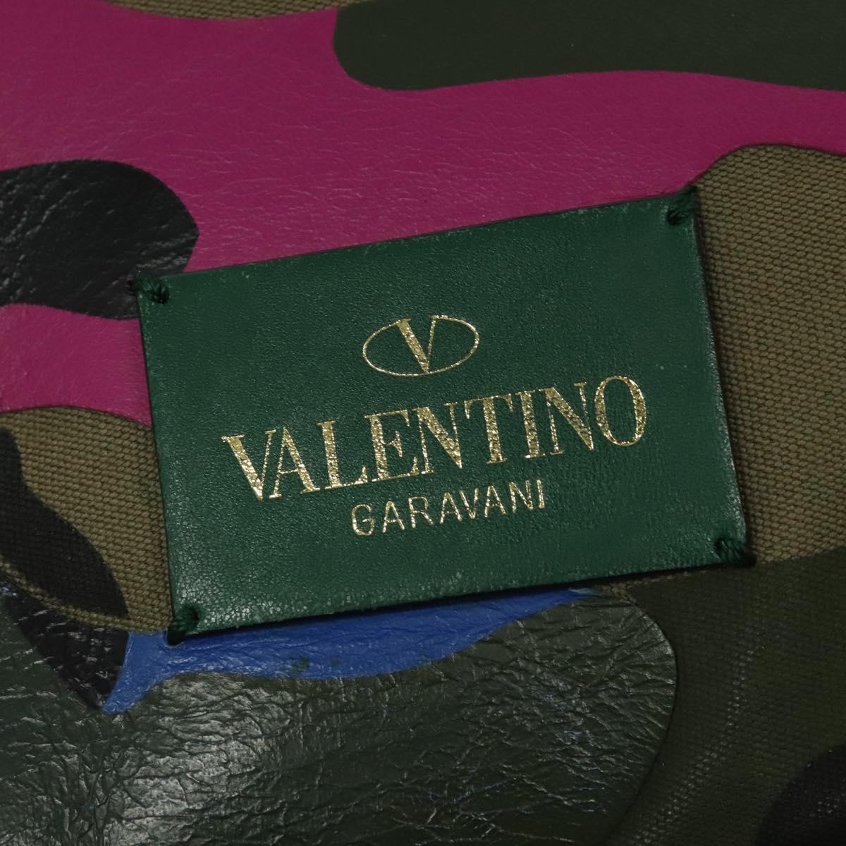 VALENTINO Studs Backpack Leather Camouflage Auth BA2454