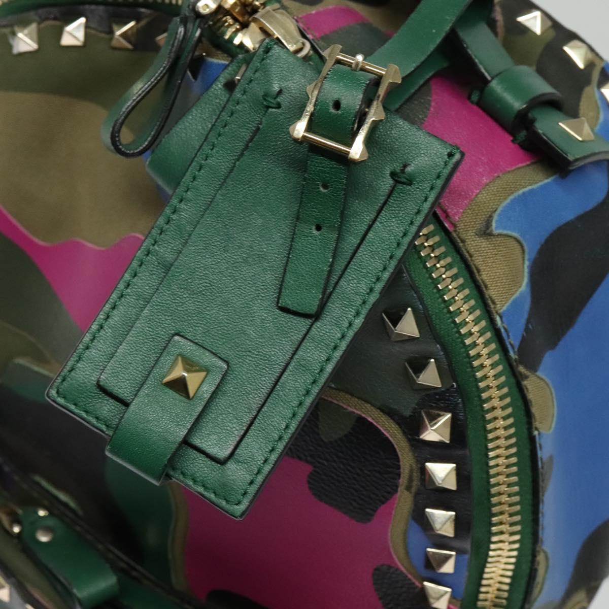 VALENTINO Studs Backpack Leather Camouflage Auth BA2454