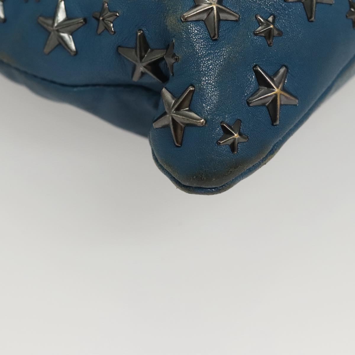 Jimmy Choo Studs Clutch Bag Leather Blue Silver Auth BA2456