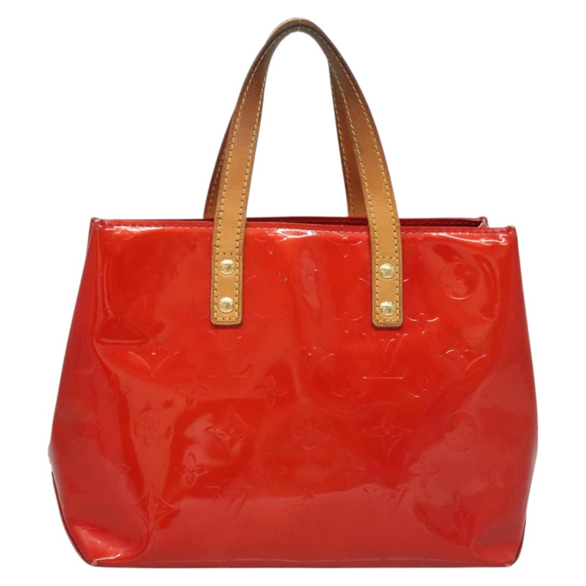 LOUIS VUITTON Monogram Vernis Reade PM Hand Bag Red Rouge M91088 LV Auth BA2461