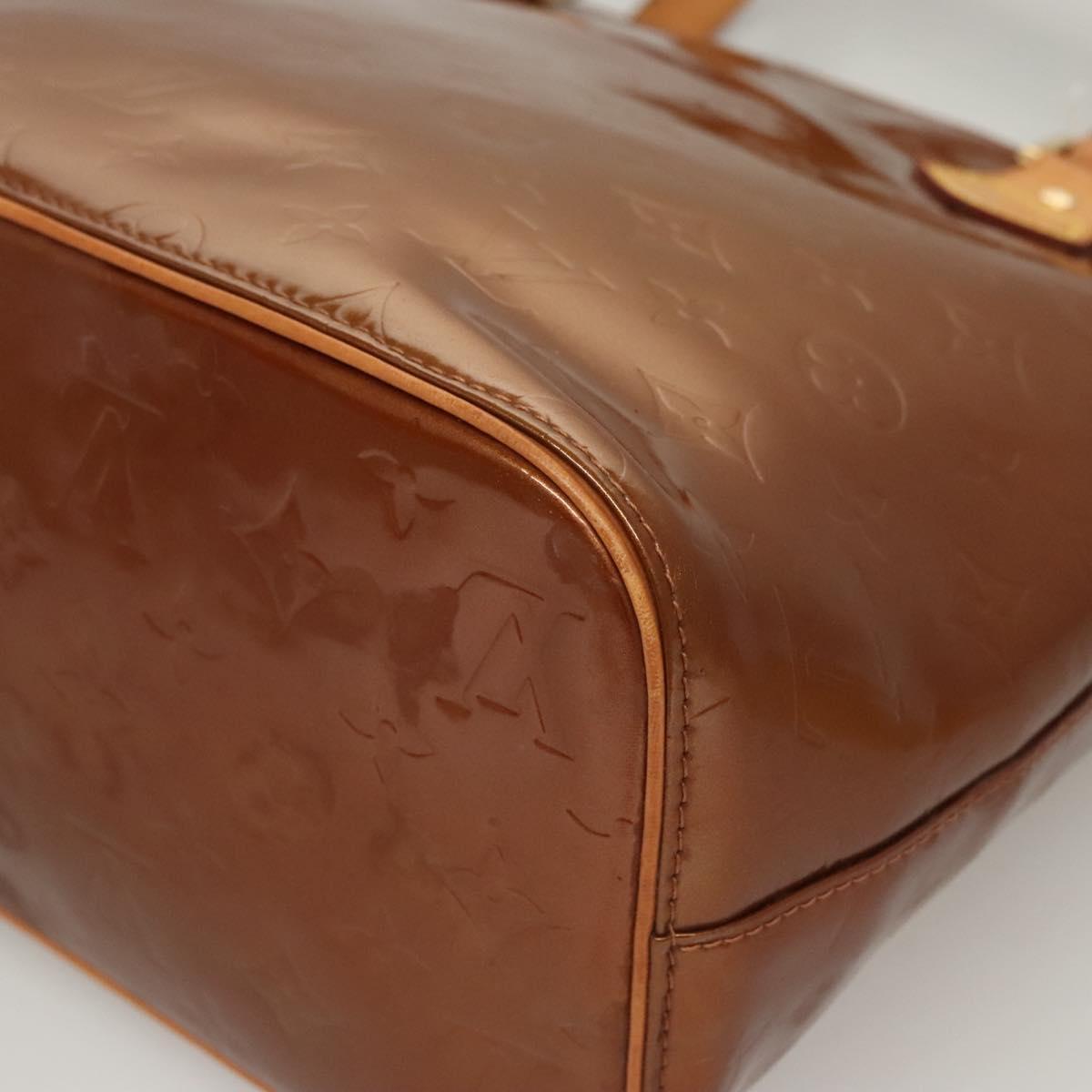 LOUIS VUITTON Monogram Vernis Houston Hand Bag Bronze M91122 LV Auth BA2464