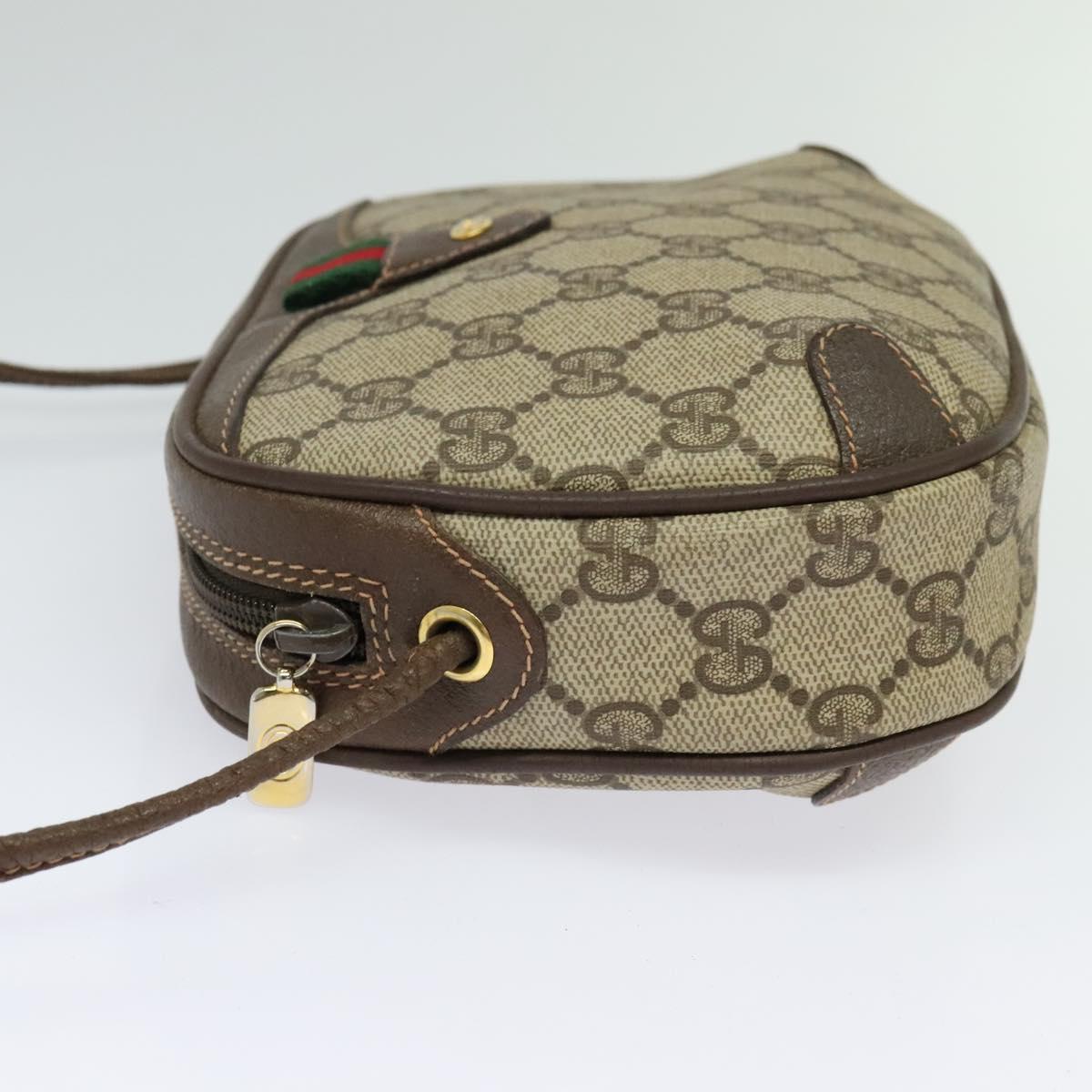 GUCCI GG Supreme Web Sherry Line Bag PVC Beige Gold 89 02 066 Auth BA2473