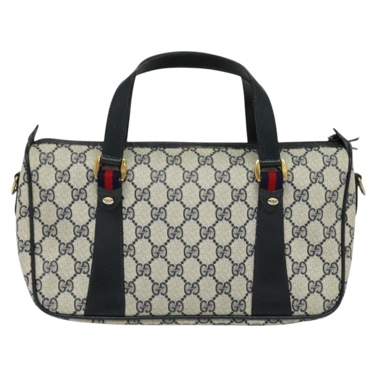 GUCCI GG Supreme Sherry Line Bag PVC 2way Navy Gold 39 02 040 Auth BA2475