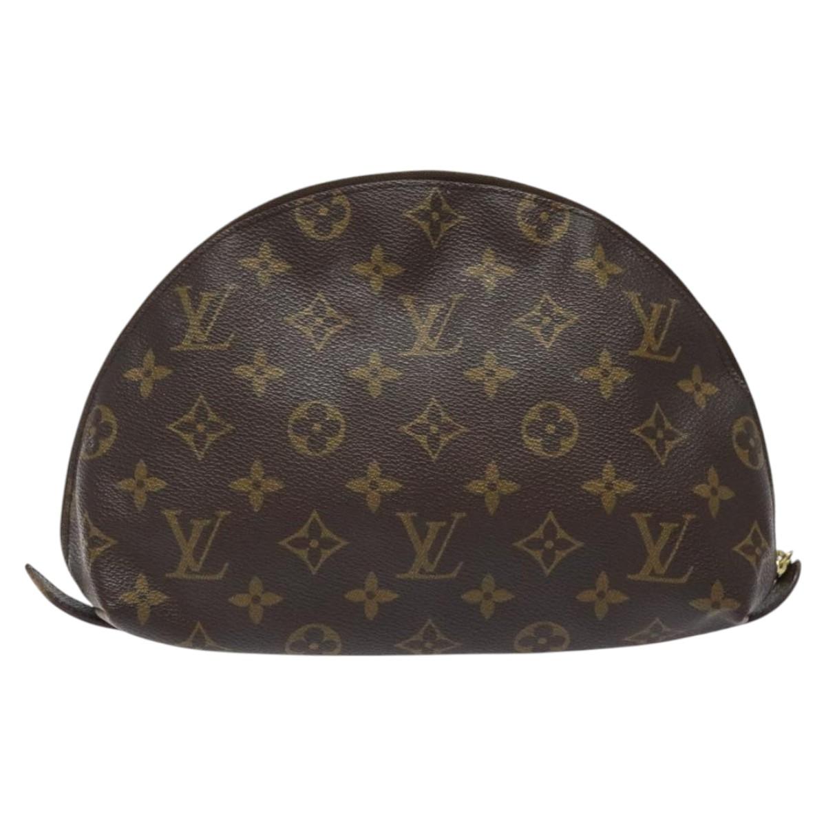 LOUIS VUITTON Monogram Trousse Demi Ronde Cosmetic Pouch M47520 LV Auth BA2491