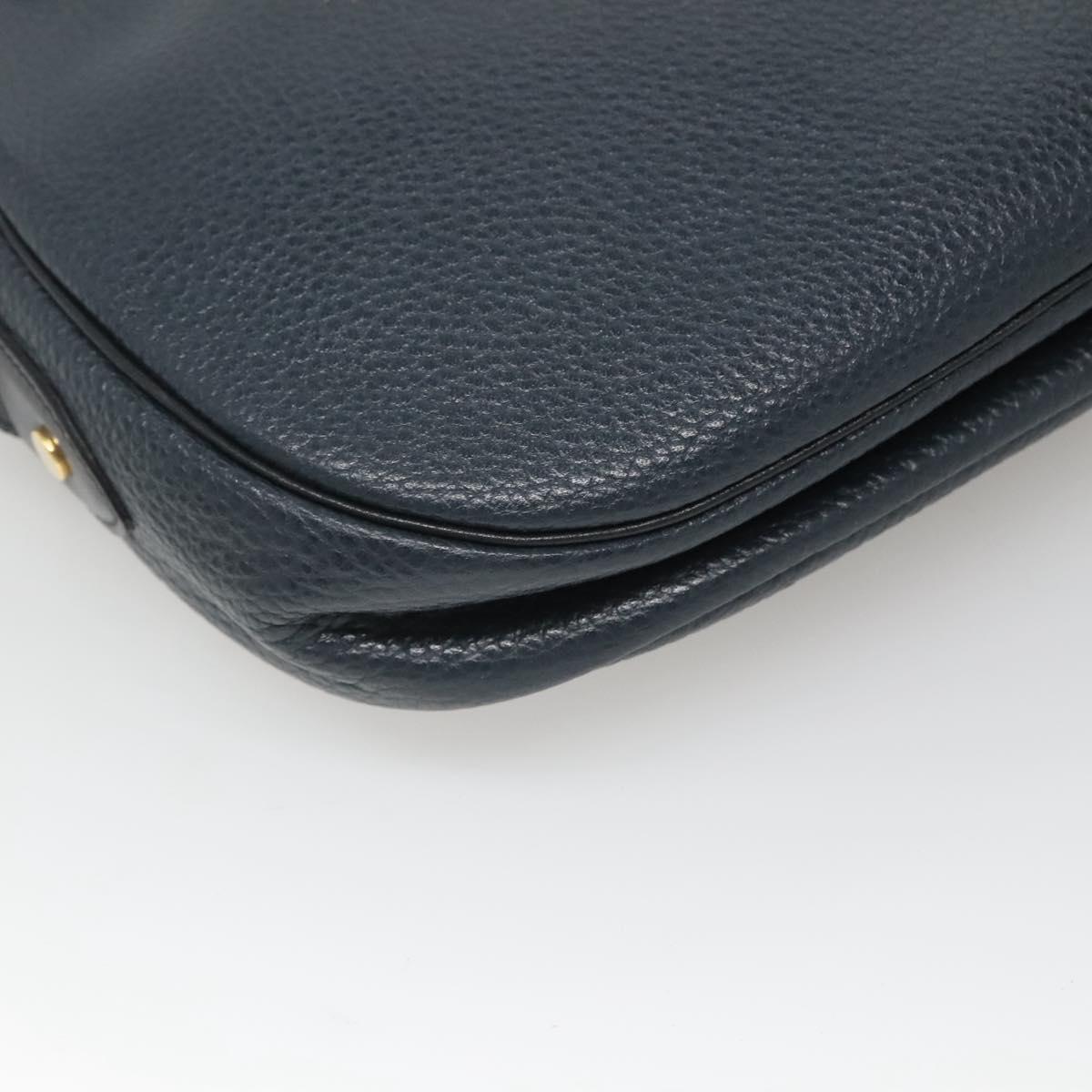 Christian Dior Shoulder Bag Leather Navy Gold Auth BA2504