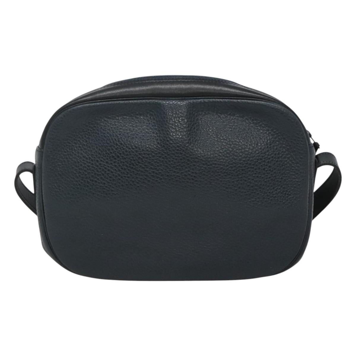 Christian Dior Shoulder Bag Leather Navy Gold Auth BA2504