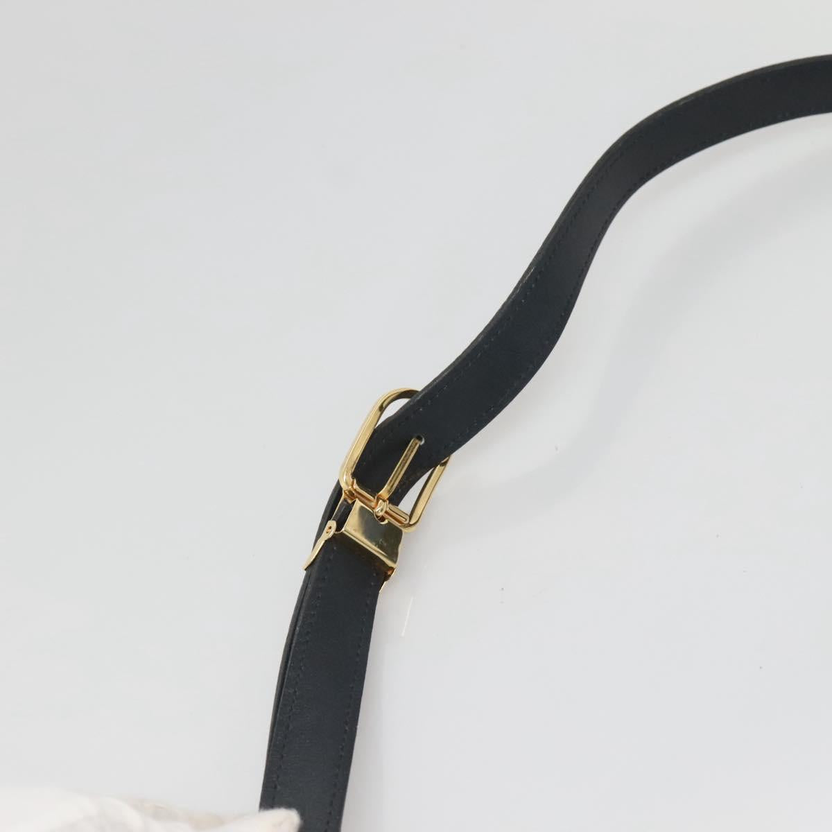 Christian Dior Shoulder Bag Leather Navy Gold Auth BA2504