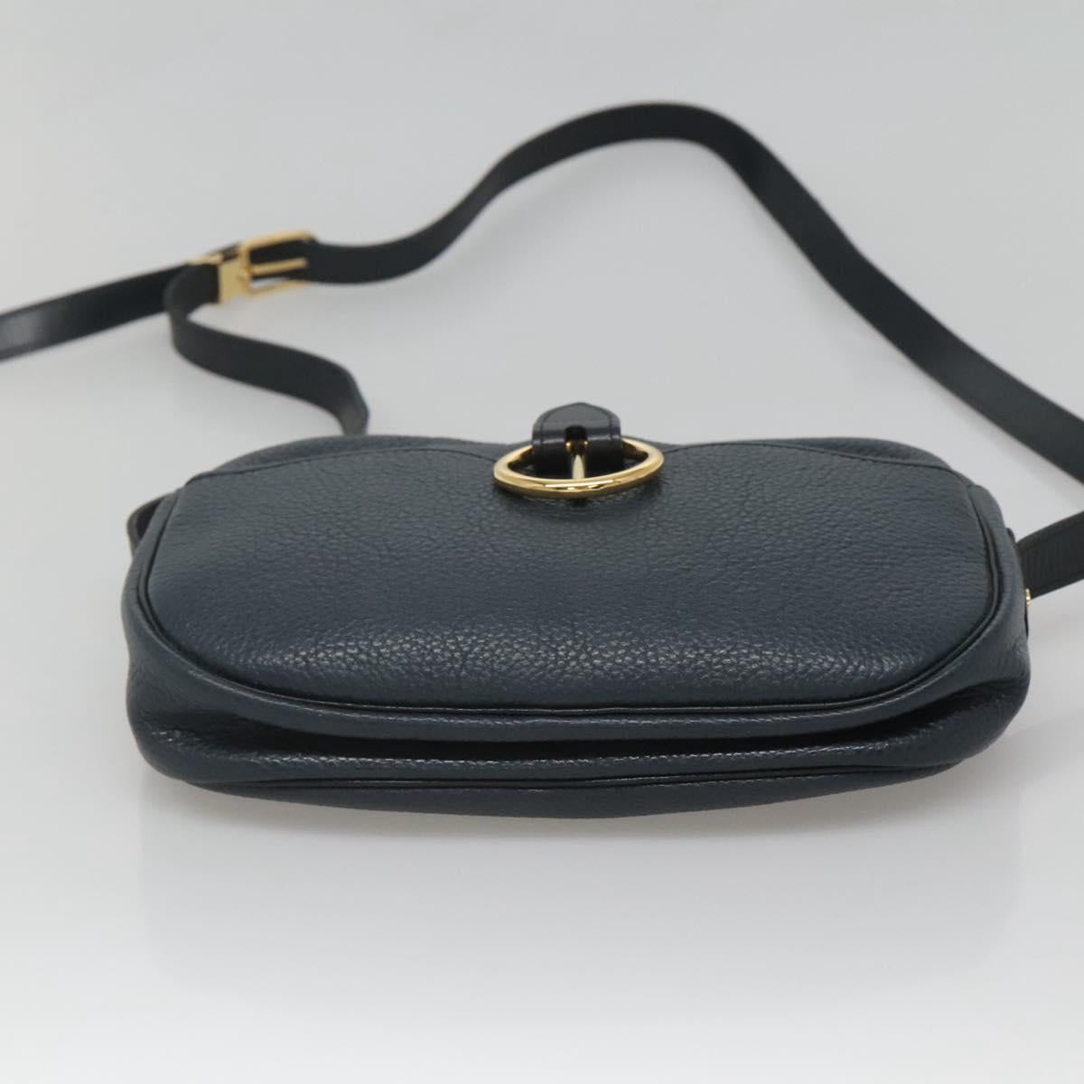 Christian Dior Shoulder Bag Leather Navy Gold Auth BA2504