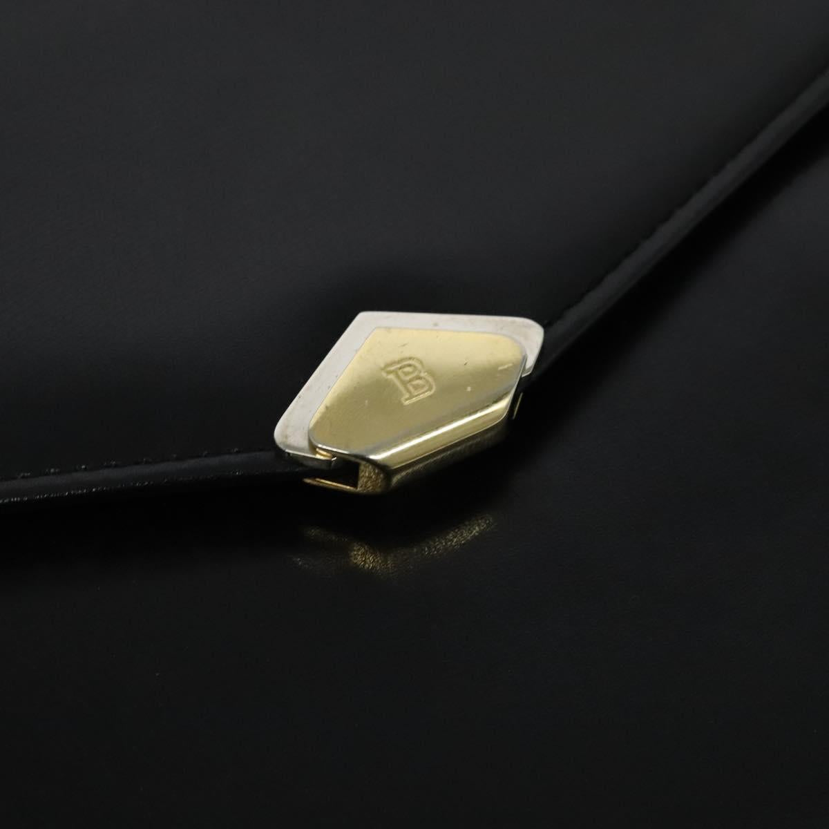 BALLY Shoulder Bag Leather Black Gold Auth BA2510
