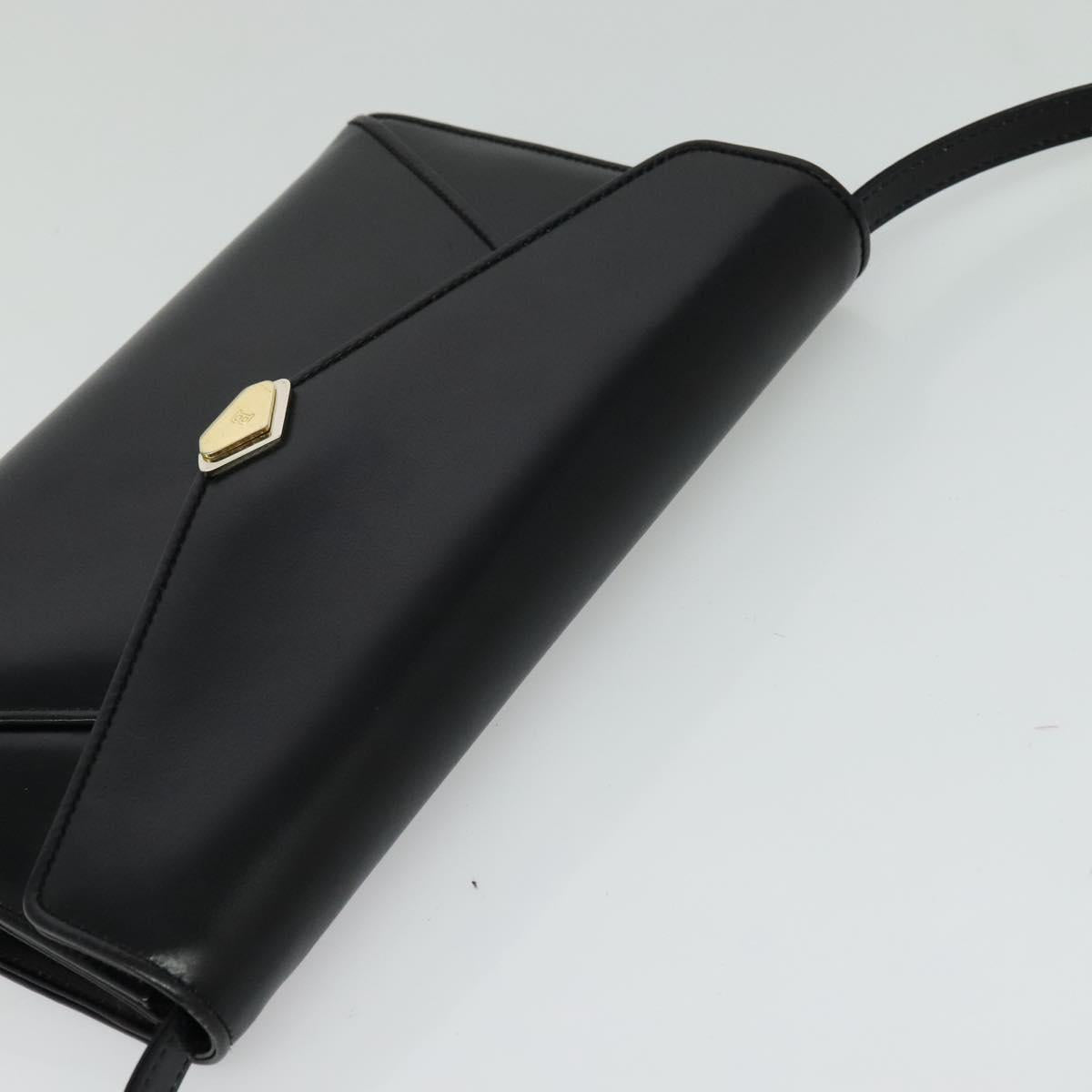 BALLY Shoulder Bag Leather Black Gold Auth BA2510