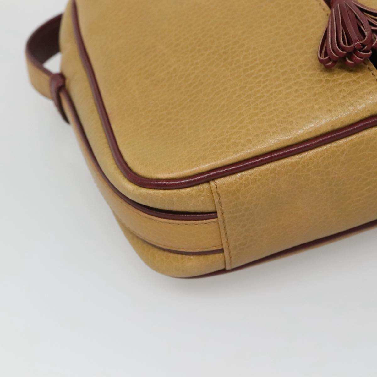 CARTIER Shoulder Bag Leather Yellow Gold Auth BA2511