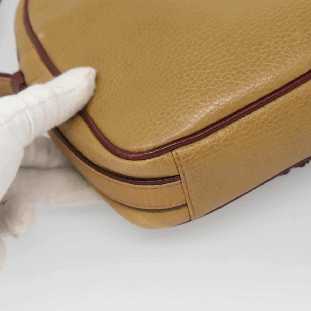 CARTIER Shoulder Bag Leather Yellow Gold Auth BA2511